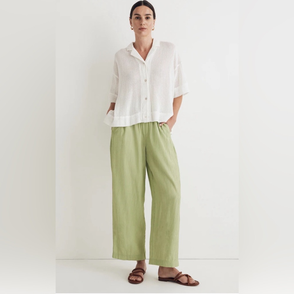 Madewell Crinkled Crepe Straight-Leg Crop Pants